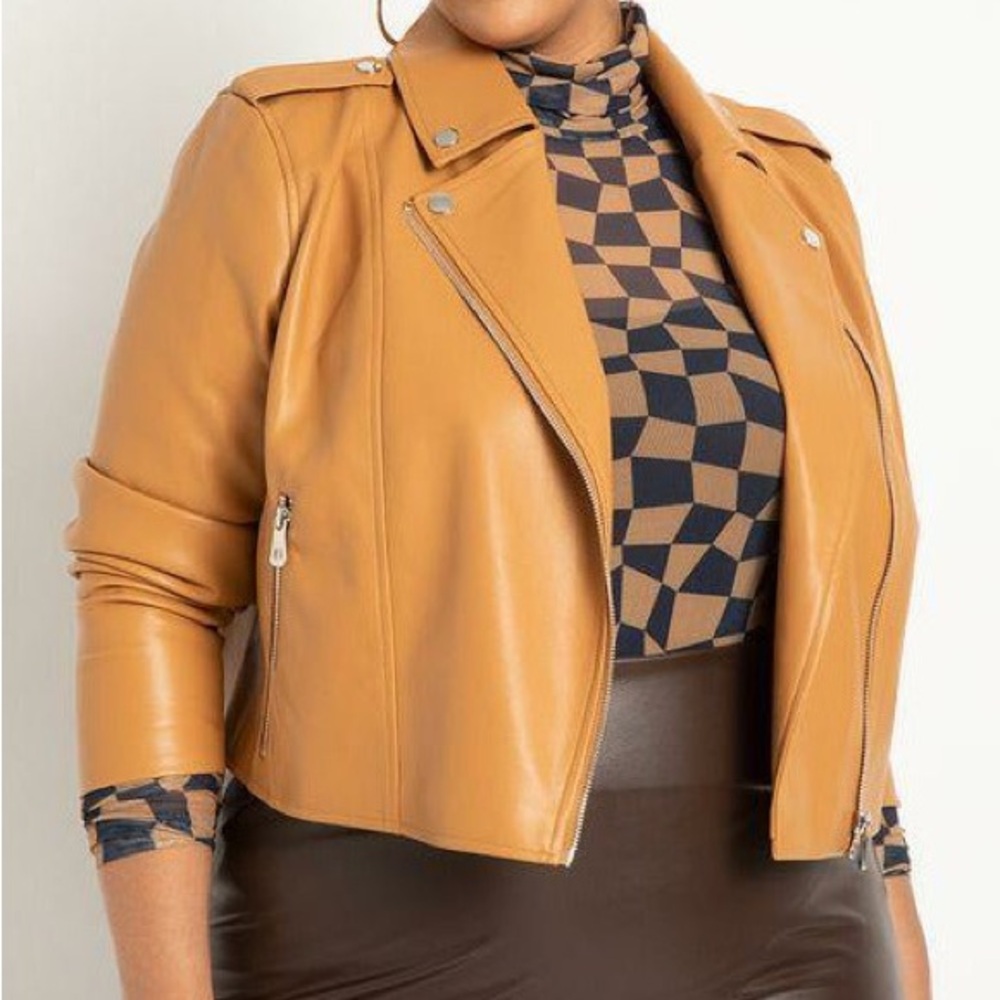 Eloquii Almond Leather Jacket Size 26/28